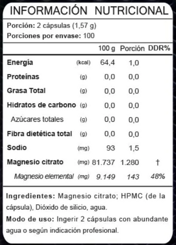 Magnesio citrato 1.280 mg-200 cáps