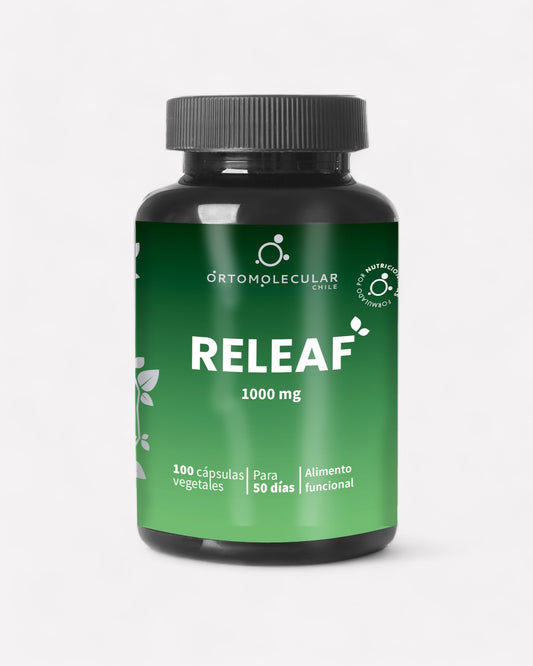 Frasco de Ashwagandha Releaf, 1000 mg, 100 cápsulas, Ortomolecular Chile