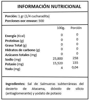 Sal Atacama fina-500 grs