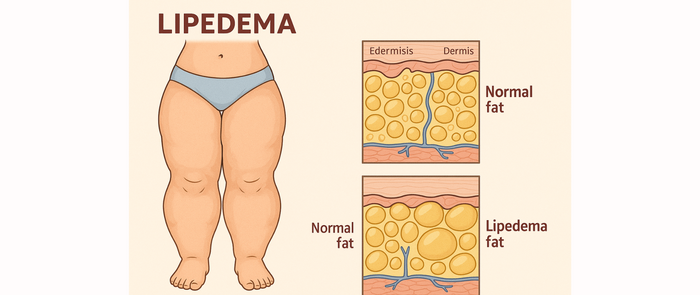 Imagen de lipedema que muestra la forma lipidica de la diferencia entre la grasa convencional y el lipedema