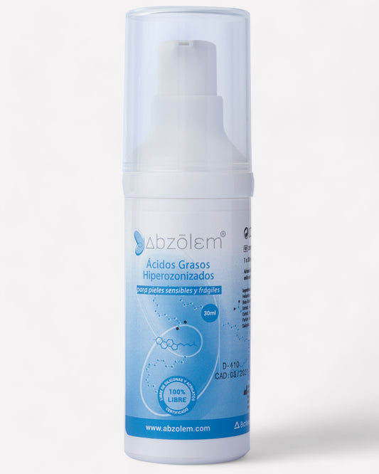 Frasco de Abzolem solución tópica ácidos grasos hiperozonizados para pieles sensibles y frágiles, 30 ml, Ortomolecular Chile 
