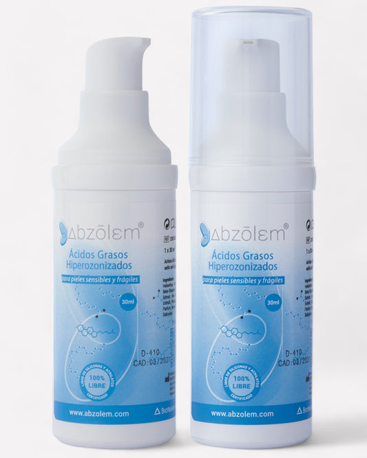 Dos frascos de Abzolem solución tópica con ácidos grasos hiperozonizados, 30 ml, para pieles sensibles y frágiles, Ortomolecular Chile 