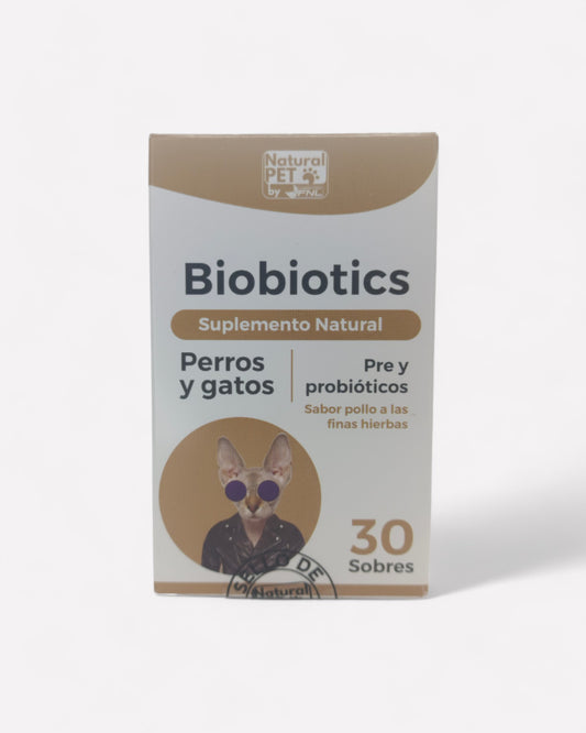 Caja de Biobiotics perros y gatos, 30 sobres, suplemento natural, Ortomolecular Chile