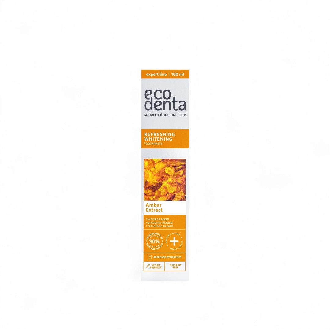 Caja Ecodenta pasta dental blanqueadora con extracto de ámbar, 100 ml, Ortomolecular Chile
