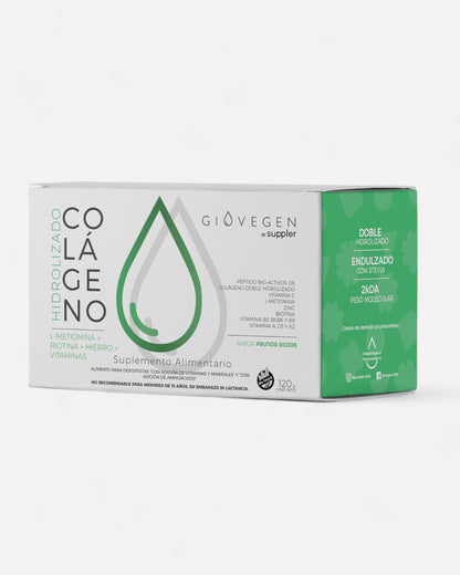 Caja de colágeno hidrolizado L metionina+biotina+hierro+vitaminas, 120 grs, 30 sobres, Ortomolecular Chile 