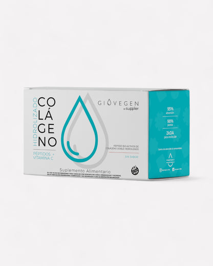 Caja de Colágeno hidrolizado péptidos + vitamina C, 30 sobres, Ortomolecular Chile 