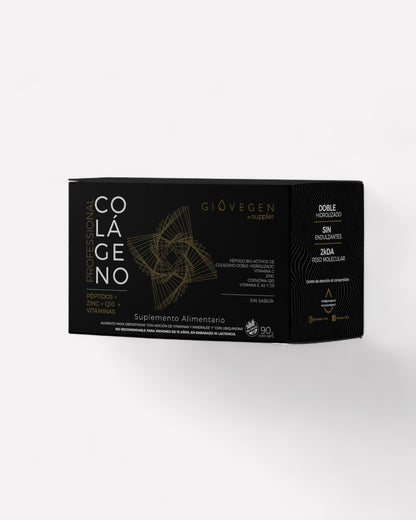 Colágeno doble hidrolizado peptidos+zinc+coenzima Q10+vitaminas-30 sobres, de la marca Giovegen, sin endulzante, colageno profesional