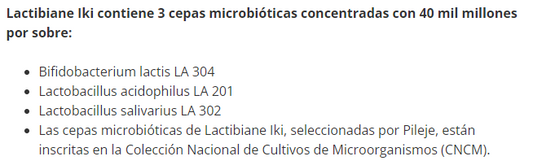 Composición de Lactibiane Iki, 30 sachets o sobres, Ortomolecular Chile 