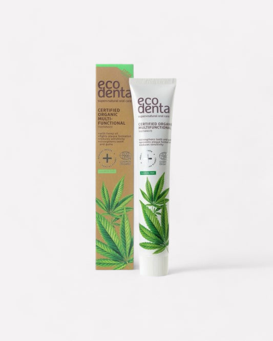 Caja de Ecodenta con Pasta dental con cañamo 75 ml 