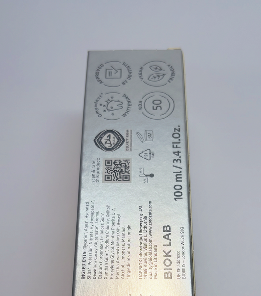 pasta dental para dentes sensibles, blanqueadora, vegano, sin fluor, de origen natural, rda50