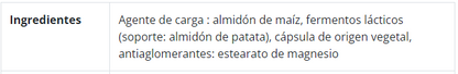 Especificación de ingredientes Lactibiane Reference, 30 cápsulas, Ortomolecular Chile 