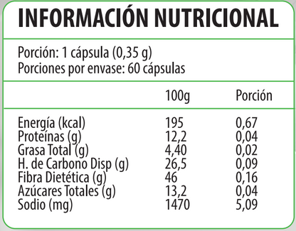 Información nutricional Probióticos Daily, Ortomolecular Chile 