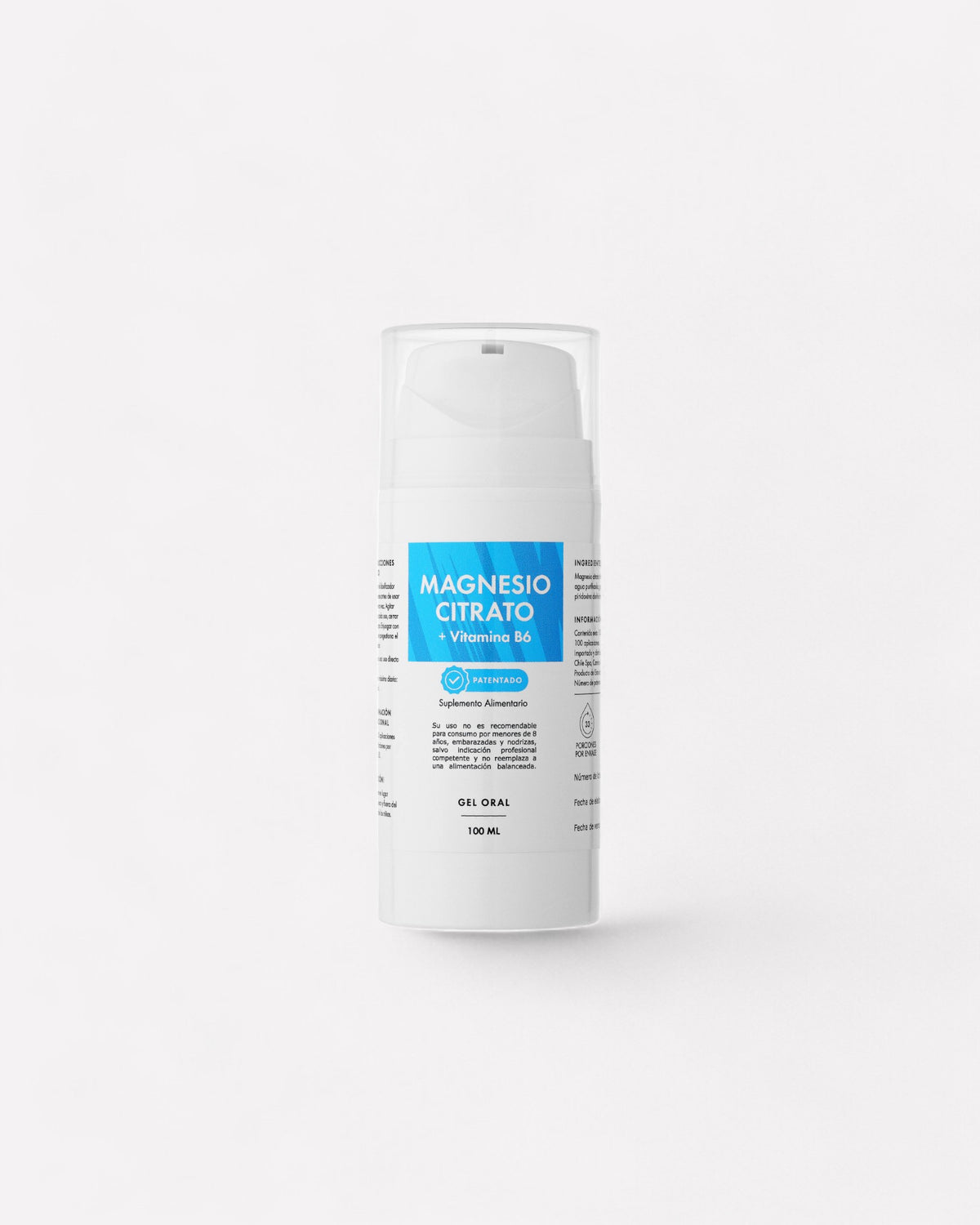 Frasco de Magnesio citrato más vitamina B6 en gel de Norvita, materia prima patentada, solo en ortomolecular chile