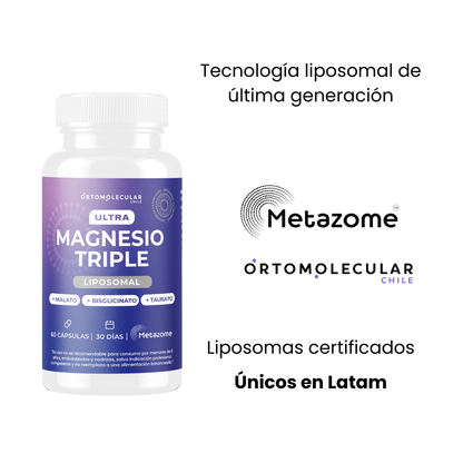 Triple magnesio liposomal ortomolecular chile, metazome, wellplus, L-taurato, bisglicinato, Malato, Azafran
