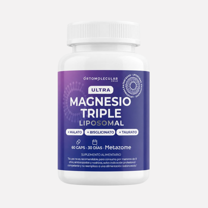 Triple magnesio liposomal ortomolecular chile, metazome, wellplus, L-taurato, bisglicinato, Malato, Azafran