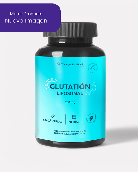 Nueva imagen de frasco de Glutatión liposomal 200 mg, 60 cápsulas, Ortomolecular Chile