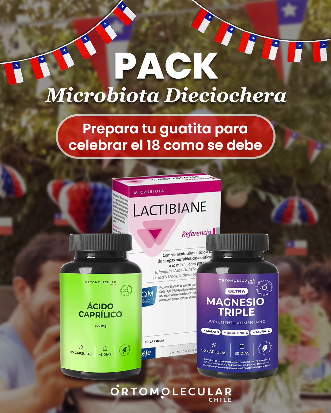 Pack que incluye acido caprilico para la información, magnesio triple de 60 cápsulas y lactibiene reference
