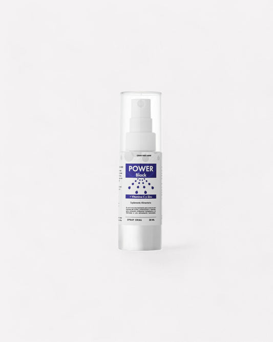 Power black es un suplemento que contiene Sauco, zinc y vitamina C. Ideal para resfrios y alergias ya que aumenta el sistema inmune. Formato spray oral