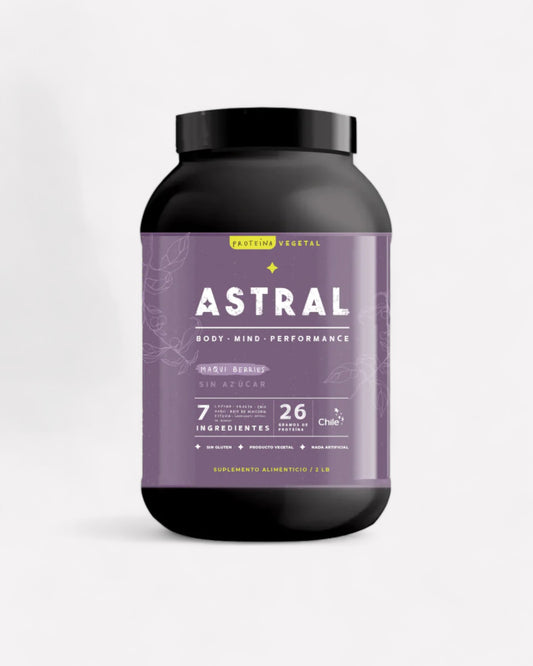 Frasco de Proteína Lupino Maqui Berries Astral en polvo, 910 gramos, Ortomolecular Chile