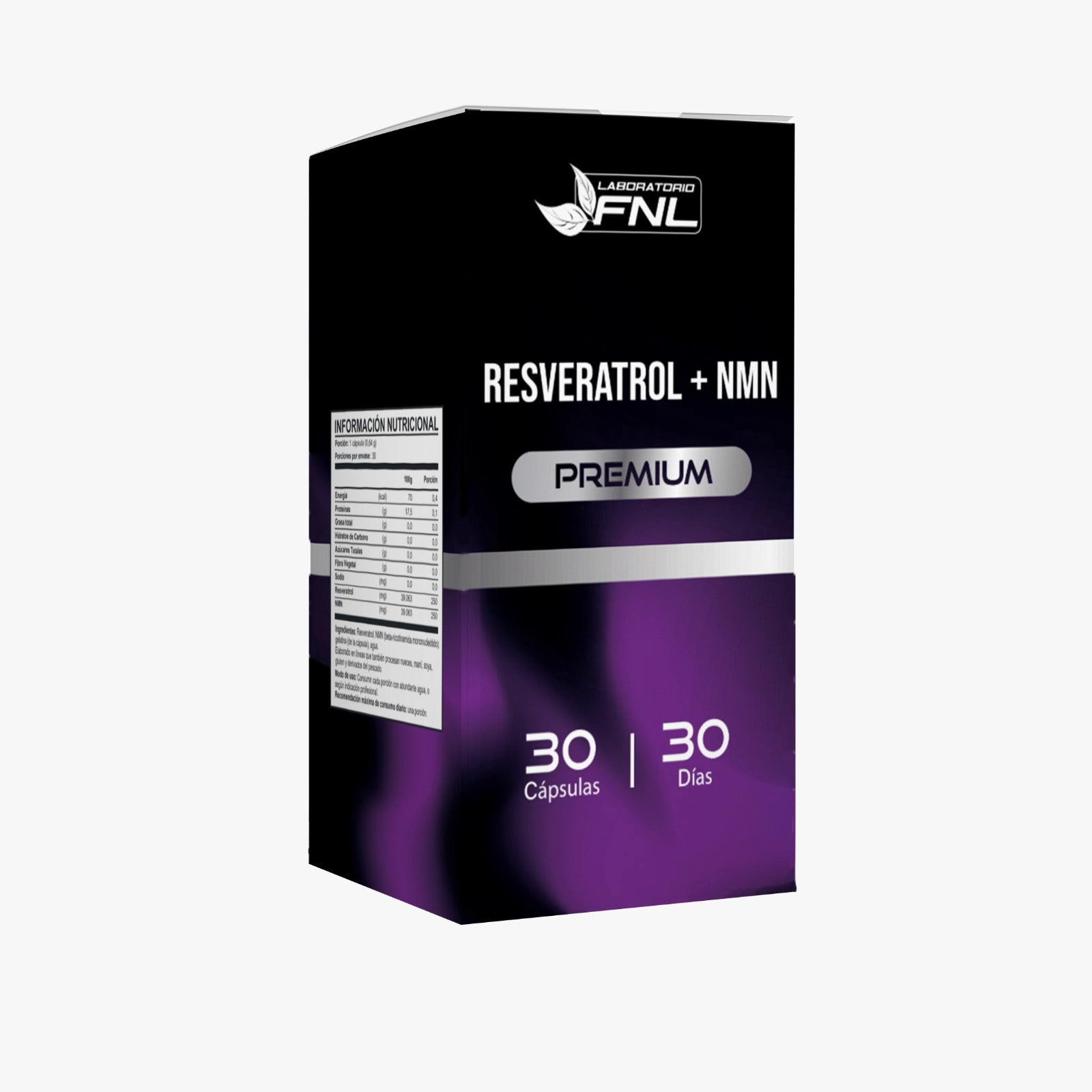 Caja de Resveratrol + NMN, 30 cápsulas, Ortomolecular Chile 