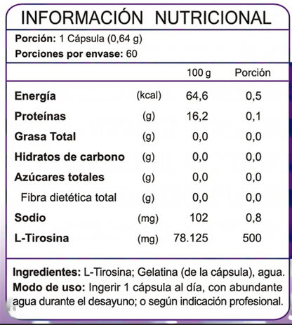 L-tirosina 500 mg-60 cáps