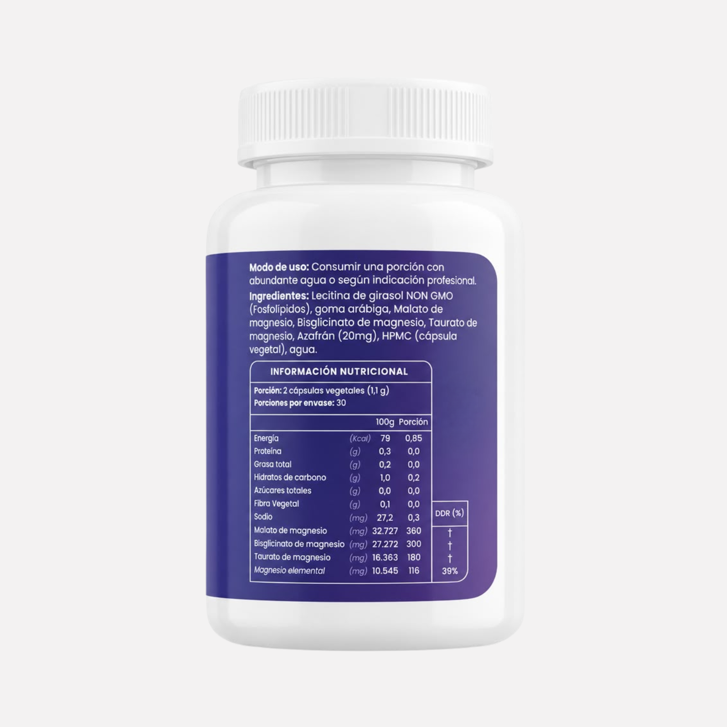 Triple magnesio liposomal ortomolecular chile, metazome, wellplus, L-taurato, bisglicinato, Malato, Azafran