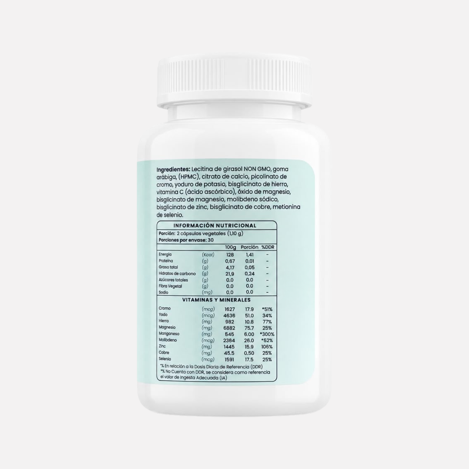 Multi mineral de ortomolecular chile picolinato de cromo, yoduro de potasio, bisglicinato de hierro, vitamina c, oxido de magnesio, molibdeno sodico, zinc, cobre, selenio