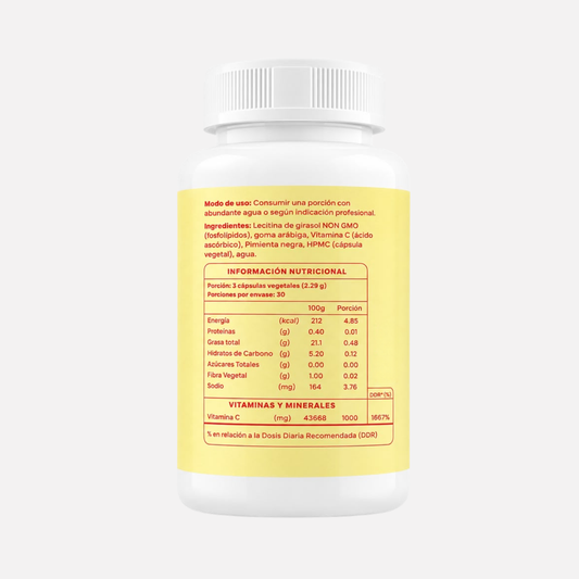 Vitamina C liposomal 1000mg para 30 dias tecnologia metazome, ortomolecularchile wellplus