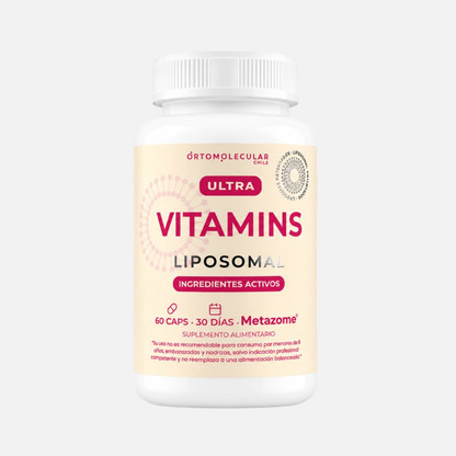 Ultra Vitamins, complejo B, Vitamina A, Vitamina D, Vitamina K. vitamina liposomal metazome, ortomolecular chile, wellplus
