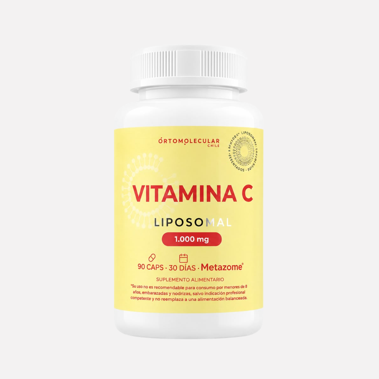 Vitamina C liposomal 1000mg para 30 dias tecnologia metazome, ortomolecularchile wellplus