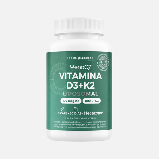 Vitamina d3+k2 menaq7 liposomal 60 capsulas ortomolecularchile 800UI 100mcg K2