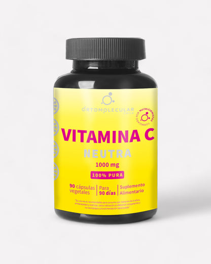 Frasco de Vitamina C neutra 1.000 mg, 90 cápsulas, Ortomolecular Chile 