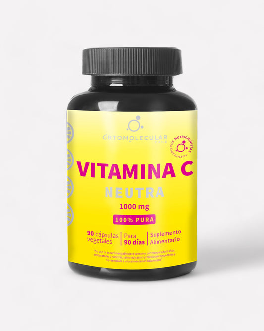 Frasco de Vitamina C neutra 1.000 mg, 90 cápsulas, Ortomolecular Chile 