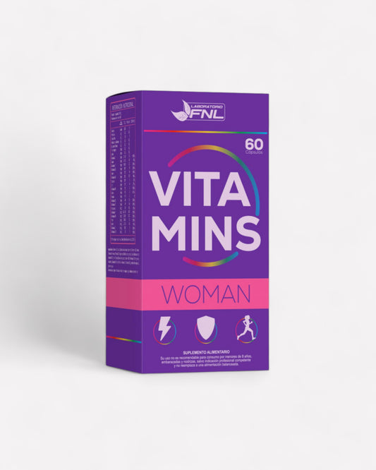 Caja de vitamins women 60 capsulas multivitaminico para mujeres de la marca FNL en ortomolecular chile