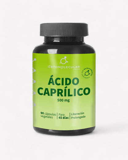 Frasco de Ácido Caprílico 500 mg, 90 cápsulas, Ortomolecular Chile 