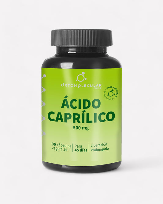 Frasco de Ácido Caprílico 500 mg, 90 cápsulas, Ortomolecular Chile 