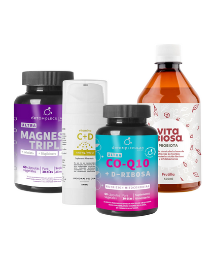 Pack Indispensables (Vitamina C + D, Magnesio Triple, Probióticos, Coenzima q10) + Guía de Suplementación