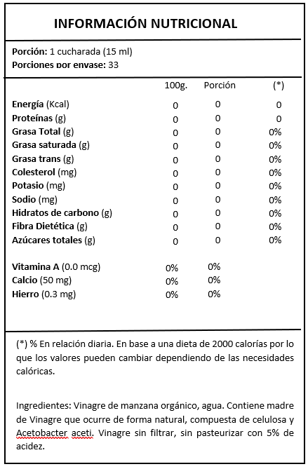 Vinagre de sidra de manzana-500 ml