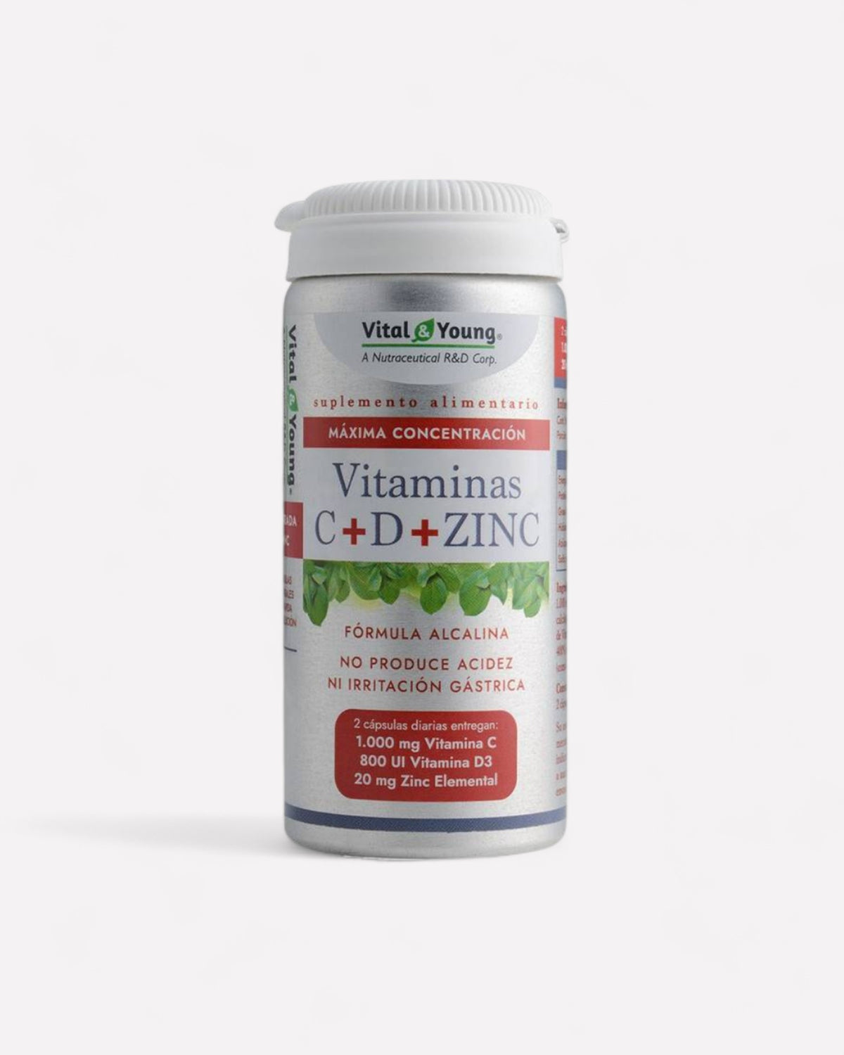 Vitaminas C+D+ZINC 1.000 mg/800 UI/20 mg-60 cáps
