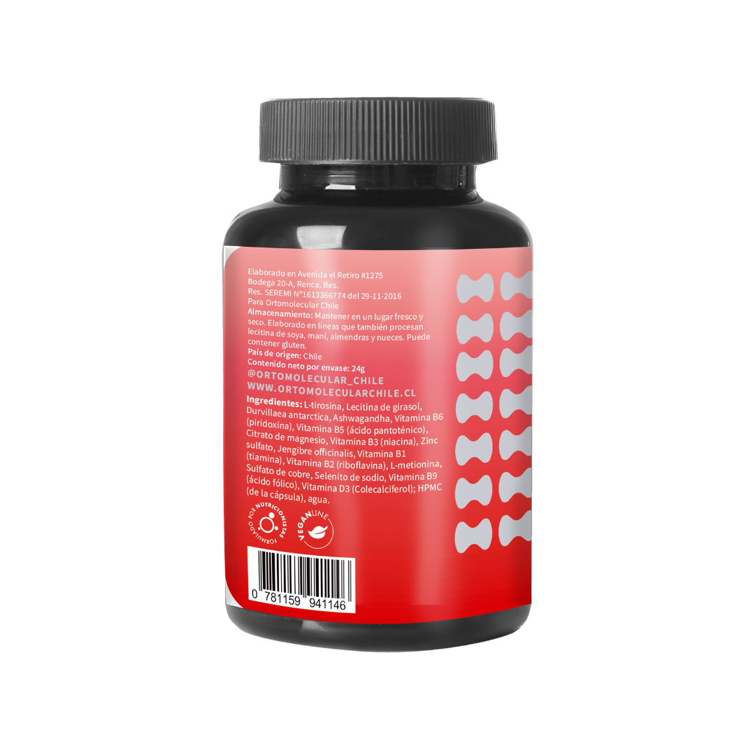 Lateral de frasco de Ultra Support, 30 cápsulas, Ortomolecular Chile 