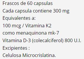 Vitamina K2+vitamina D3 100 mcg/800 UI-60 cáps