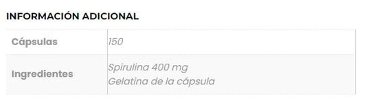 Spirulina 400 mg-150 cáps