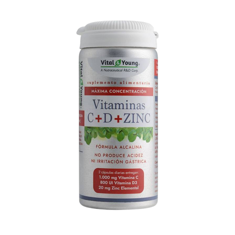 Vitaminas C+D+ZINC 1.000 mg/800 UI/20 mg-60 cáps
